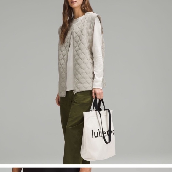 New - double handle canvas tote in Natural & grey sage - Picture 5 of 6